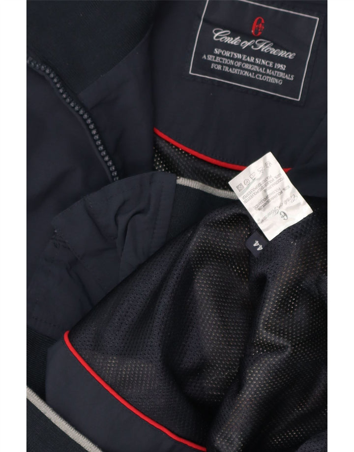 CONTE OF FLORENCE Womens Bomber Jacket IT 44 Medium Navy Blue Polyester