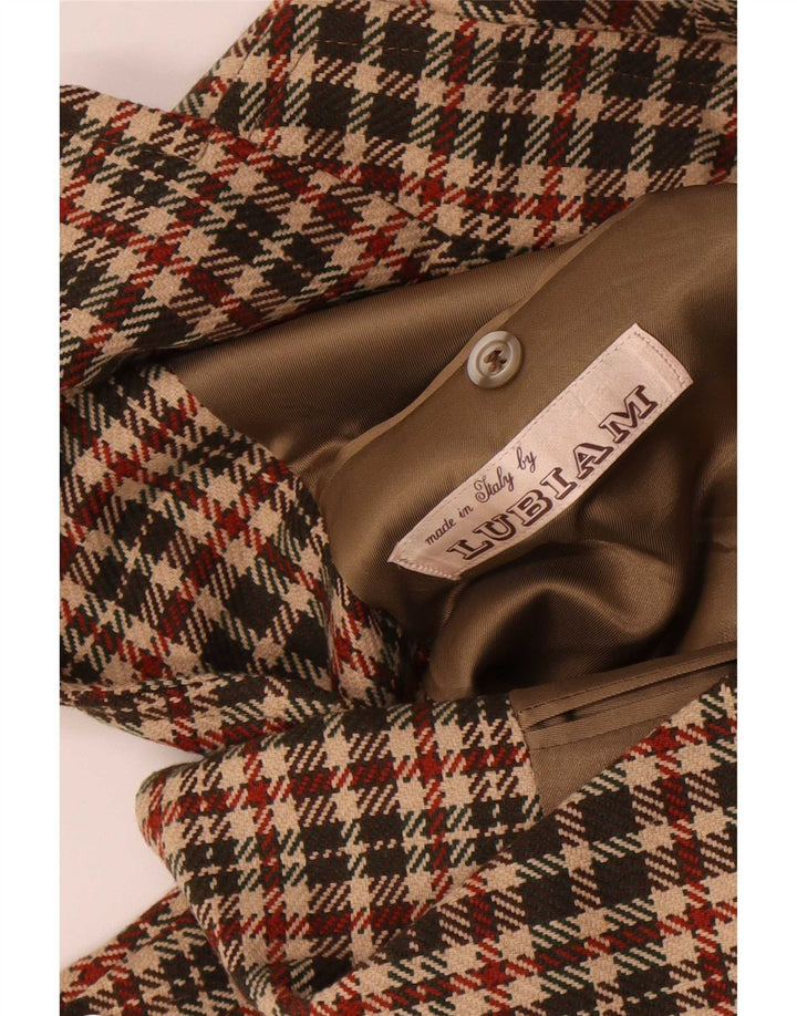 Lubiam Mens 3 Button Blazer Jacket UK 36 Small Brown Check