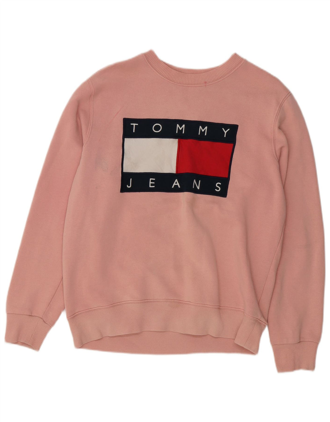 TOMMY HILFIGER Damen Grafik-Sweatshirt-Pullover UK 14 Mittelrosa Baumwolle