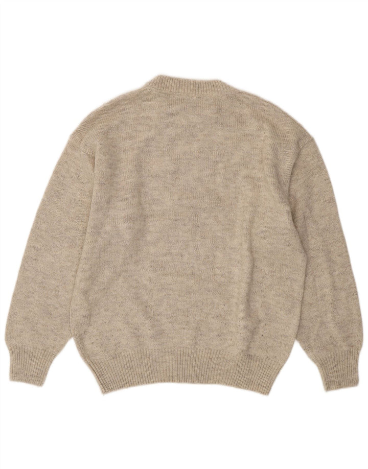 MALAGRIDA Herren-Pullover mit Rundhalsausschnitt, groß, beige, geometrisch
