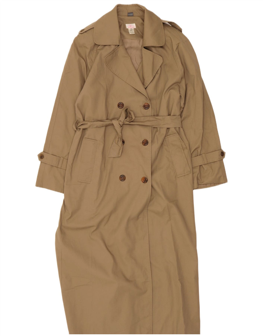Vintage Damen Longline Übergroßer Trenchcoat IT 40 Small Beige Polyester