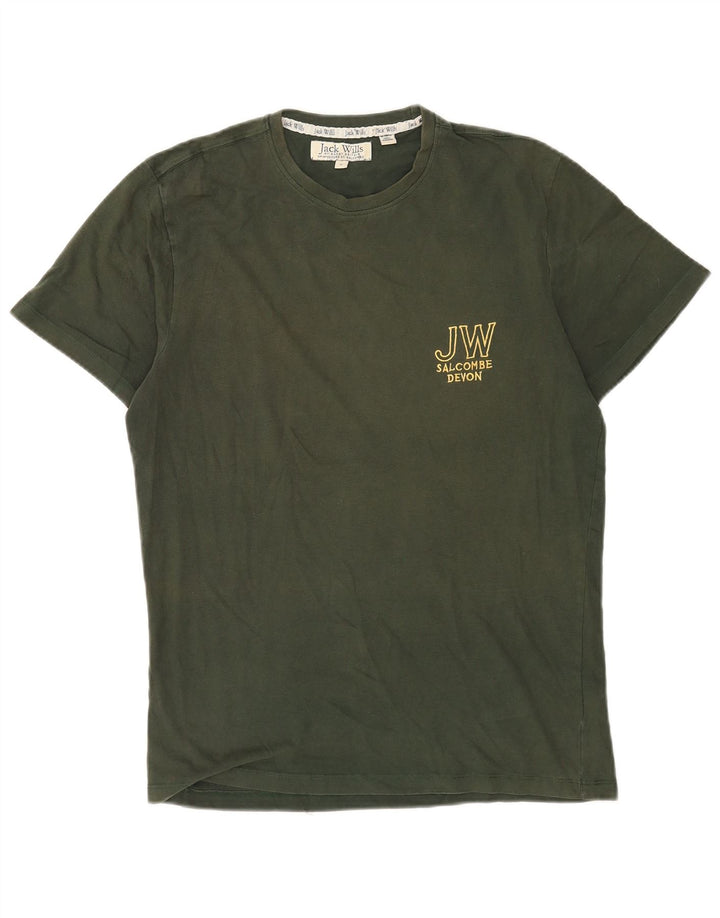 Jack Wills Herren-T-Shirt mit Grafik, mittlere Khaki-Baumwolle