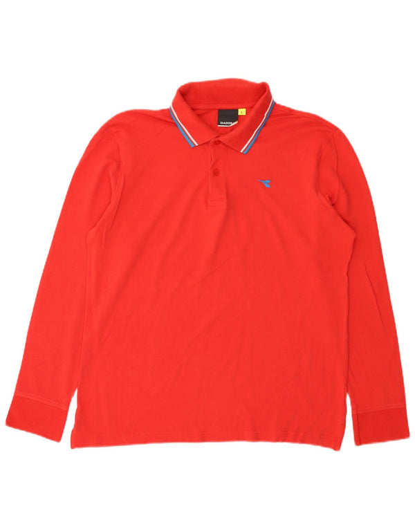 Diadora Mens Long Sleeve Polo Shirt Large Red