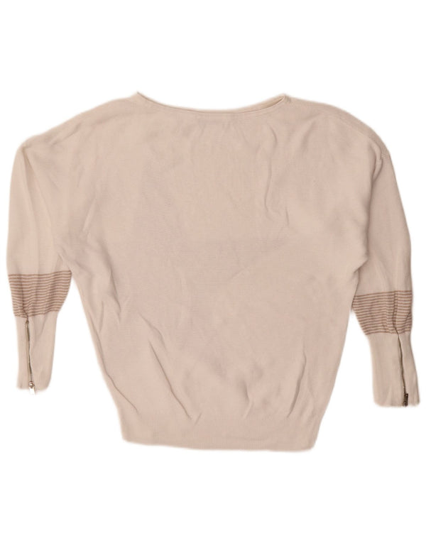 MINT VELVET Übergroßer Damen-Pullover mit U-Boot-Ausschnitt, UK 6 XS, weiß gestreift