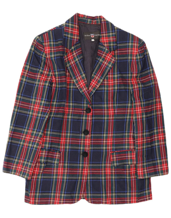 Vintage Damen 3-Knopf-Blazerjacke IT 44 Medium Navy Blue Plaid Classic