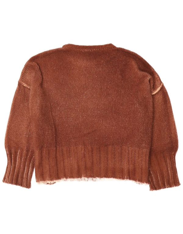 Vintage Damen Übergroßer Rundhalspullover Pullover UK 10 Small Brown Tie Dye