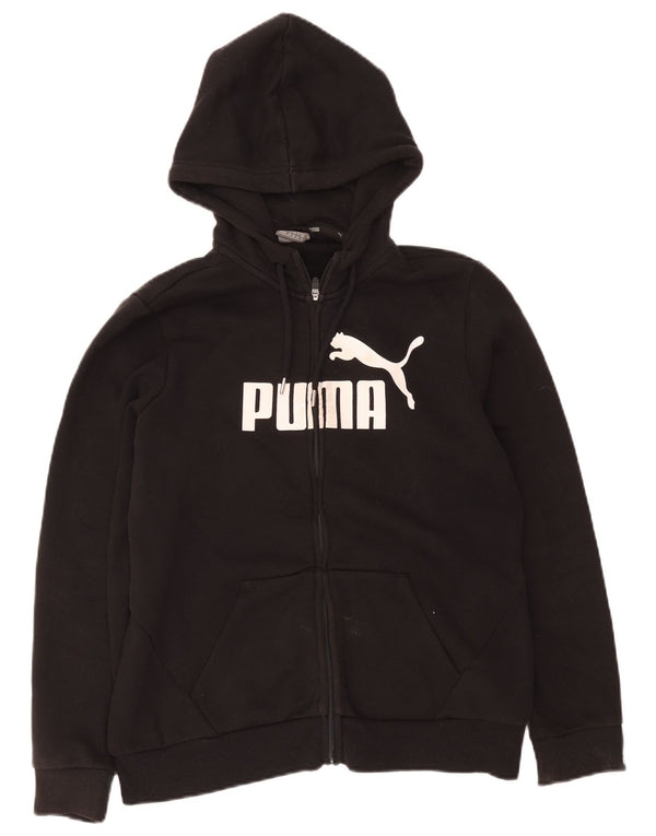 Puma Womens Graphic Zip Hoodie Pullover UK 16 Große schwarze Baumwolle