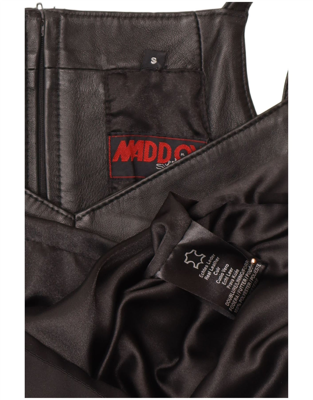 MADDOX Ärmelloses Damen-Etuikleid aus Leder, Gr. 10, Größe S, schwarzes Leder