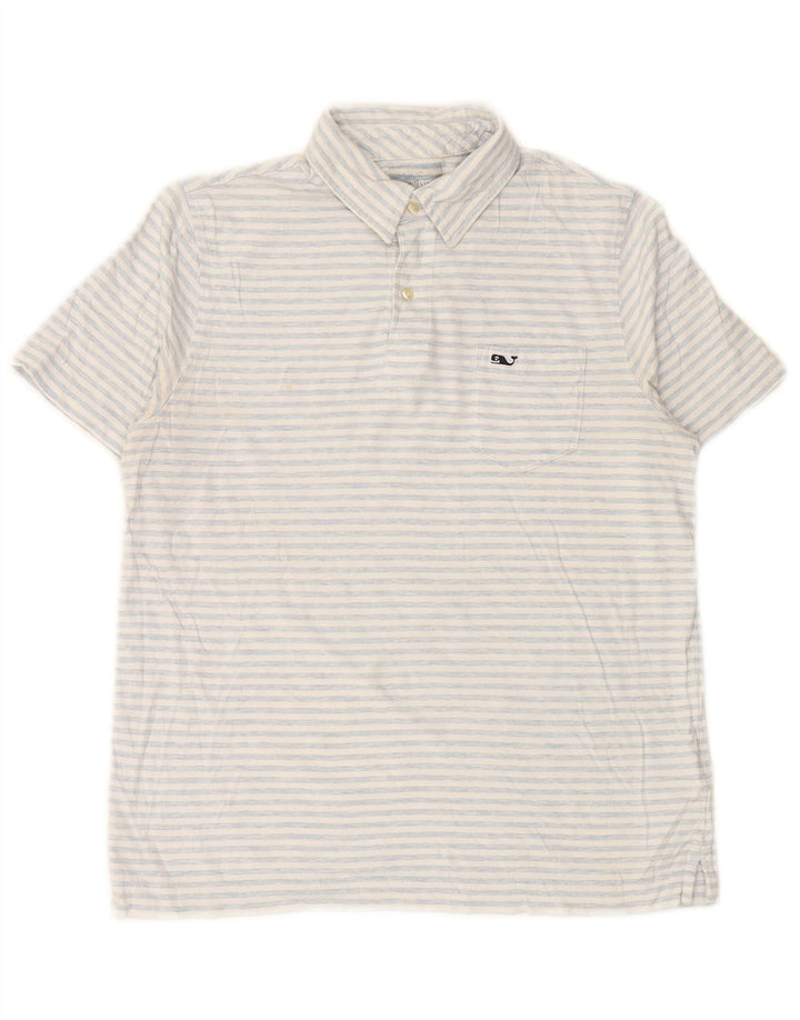 VINEYARD VINES Poloshirt für Jungen, 15–16 Jahre, groß, weiß gestreift, Baumwolle