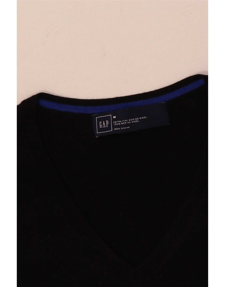 Gap Herren-Pullover mit V-Ausschnitt aus mittelschwarzer Merinowolle