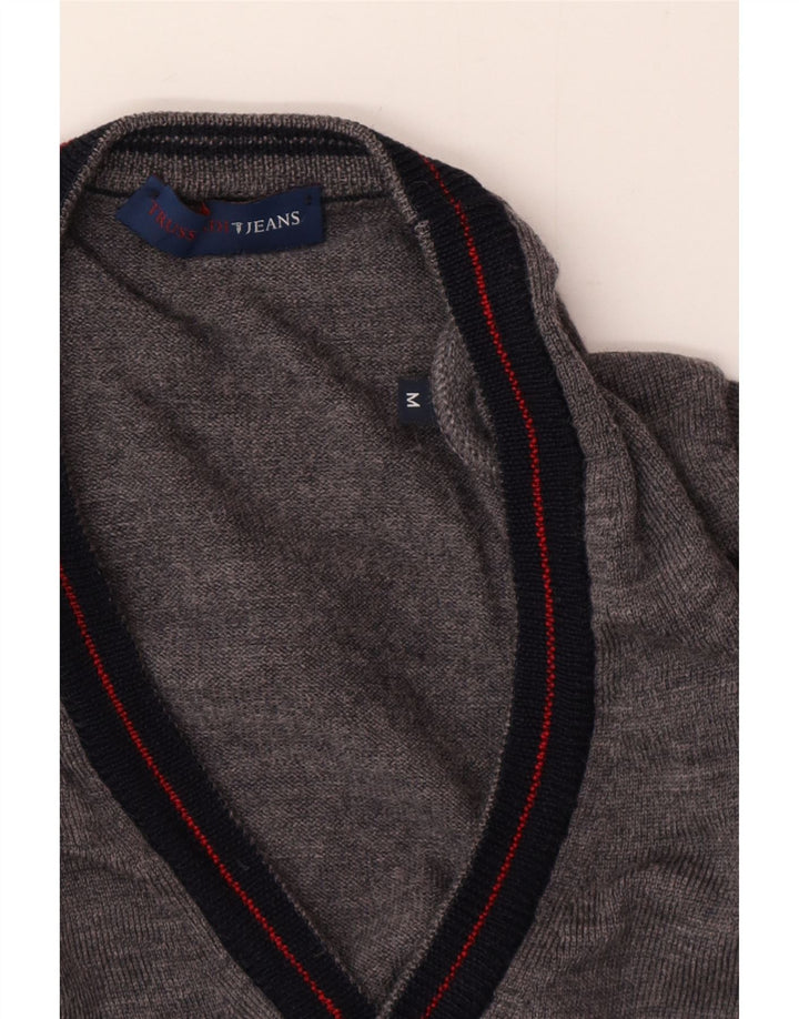 Trussardi Jeans Damen-Cardigan-Pullover UK 14 Mittelgrau