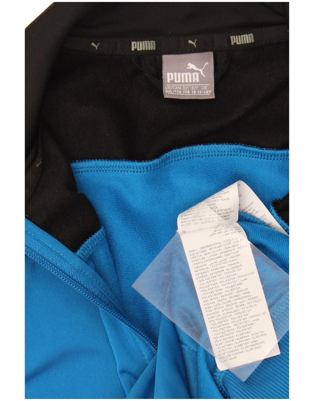 Puma Jungen-Trainingsanzug-Top-Jacke, 15–16 Jahre, blaues Farbblock-Polyester