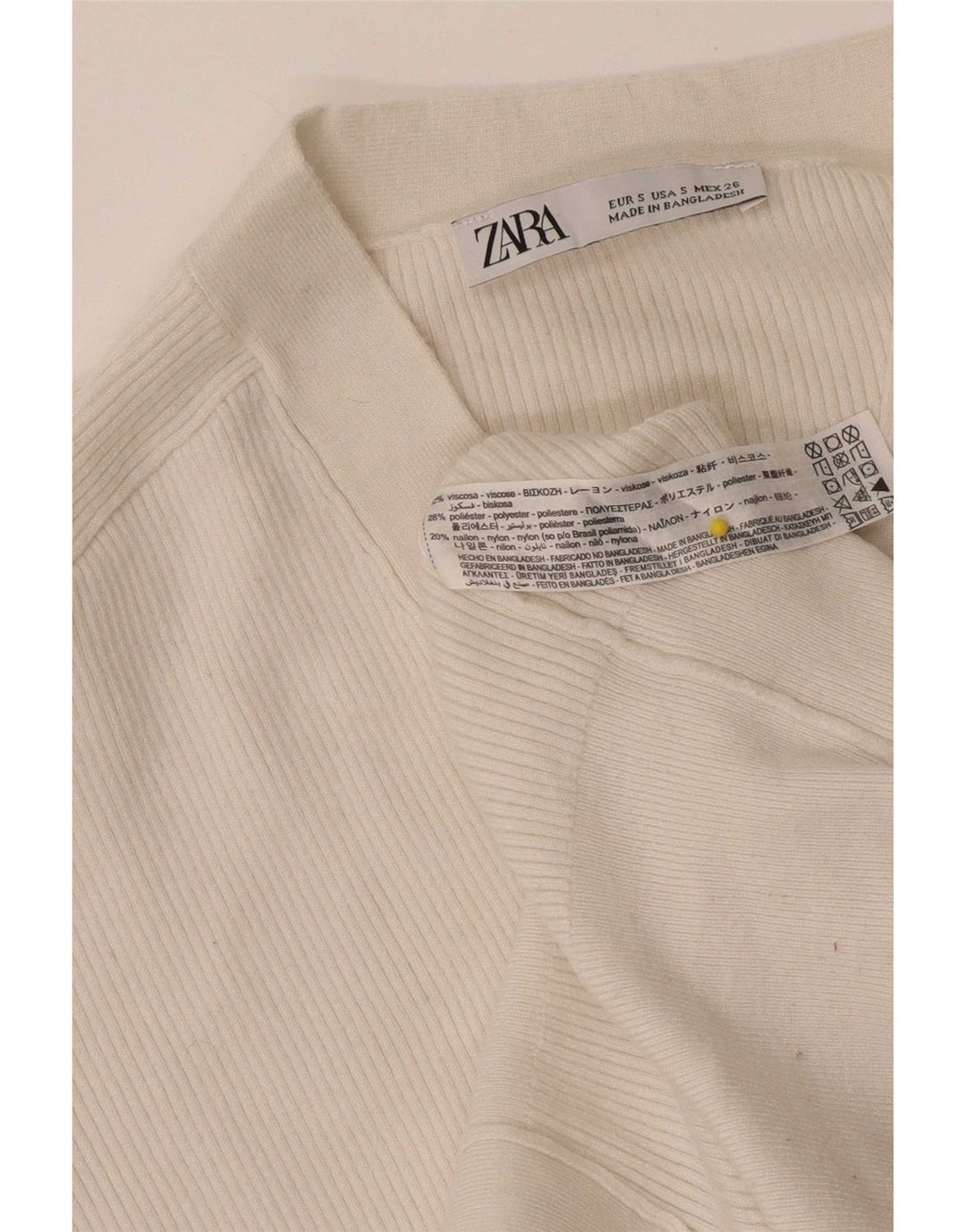 Zara Damen Crop Oversized Cardigan Pullover UK 10 Small Weiße Viskose