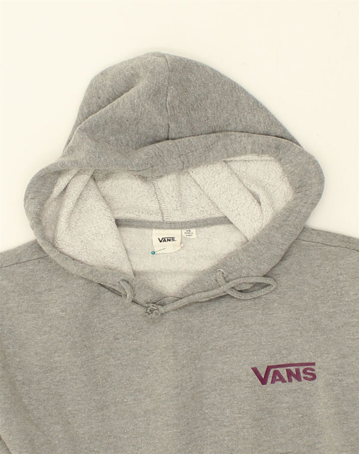 VANS Womens Oversized Crop Hoodie Jumper UK 6 XS Grey Cotton | Vintage Vans | Thrift | Second-Hand Vans | Used Clothing | Messina Hembry 
