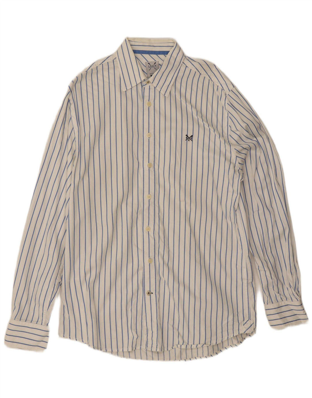 Crew Clothing Herren-Hemd mit maßgeschneiderter Passform, Mittelweiß, gestreift, Baumwolle