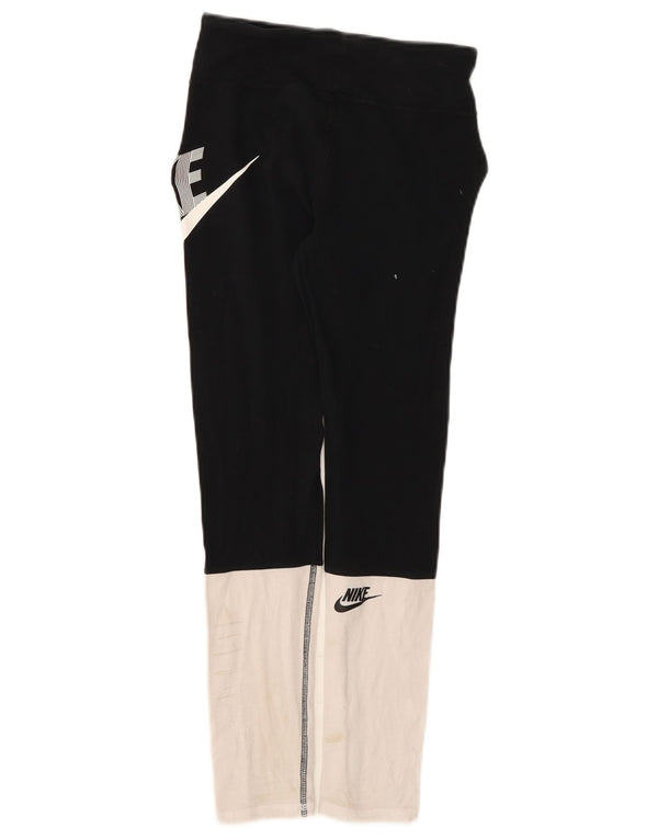 Nike Mädchen-Grafik-Leggings, 12–13 Jahre, groß, schwarze Colourblock-Baumwolle