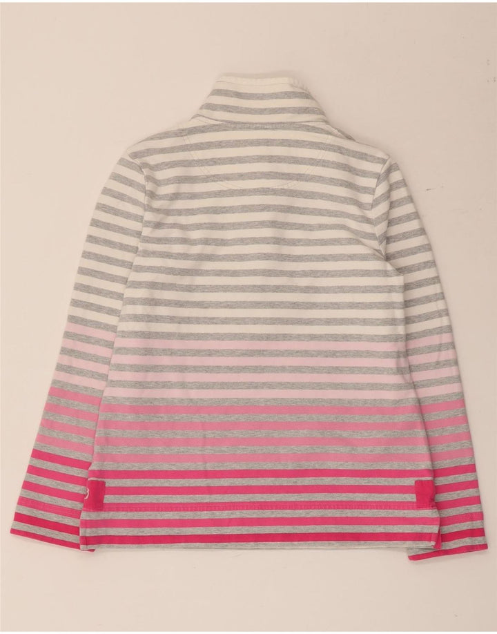 Joules Damen-Sweatshirt mit Knopfkragen, UK 12, Mittelgrau gestreift