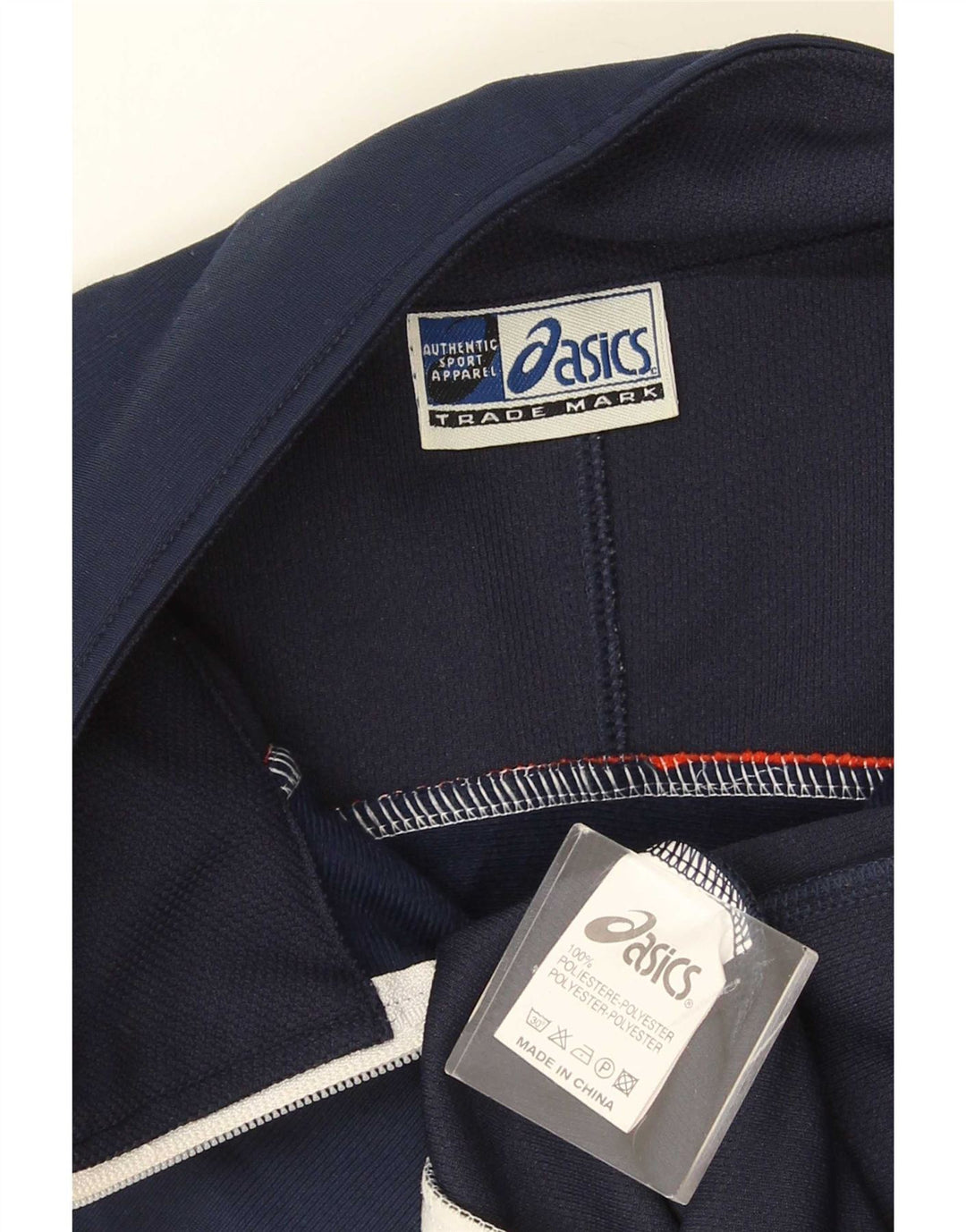 Asics Herren-Trainingsanzug-Top-Jacke, großes marineblaues Farbblock-Polyester