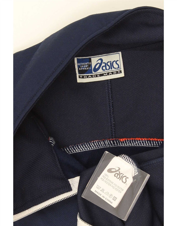Asics Herren-Trainingsanzug-Top-Jacke, großes marineblaues Farbblock-Polyester