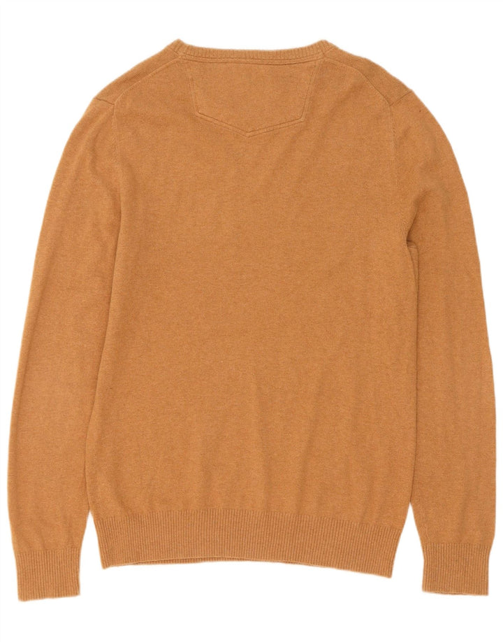 Fat Face Herren-Pullover mit U-Boot-Ausschnitt, mittelbeige Baumwolle