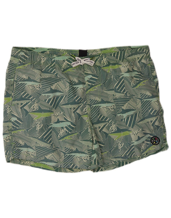 Maui and Sons Herren-Badeshorts XL, grünes Animal-Print, Polyamid