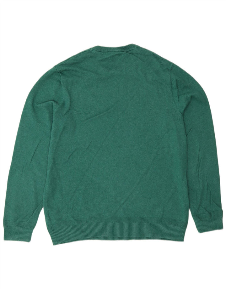 Fat Face Herren-Pullover mit Rundhalsausschnitt, mittelgrüne Baumwolle