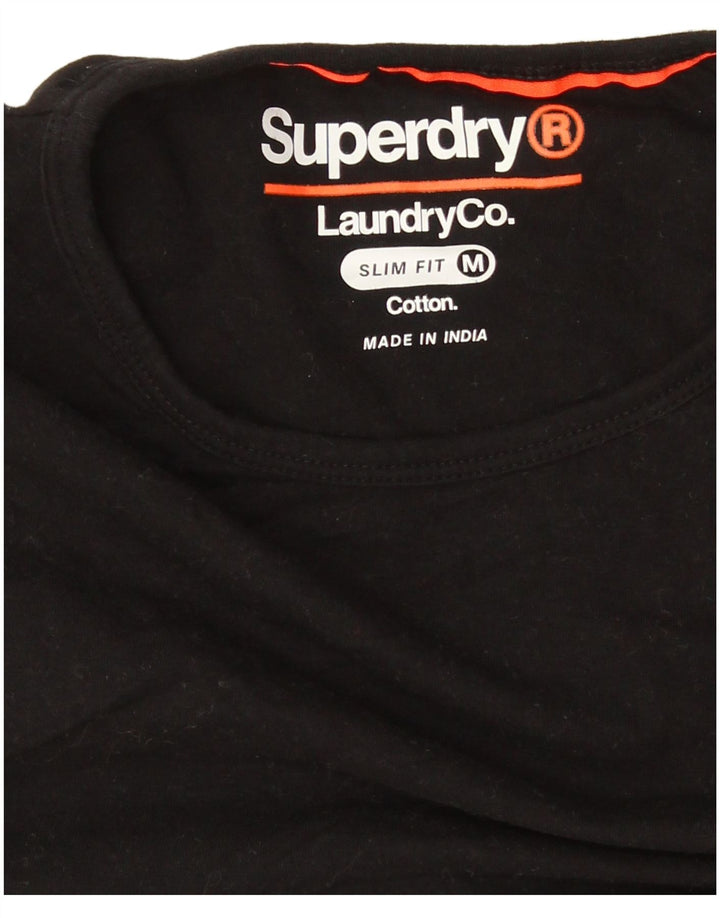 Superdry Slim Fit T-Shirt-Oberteil für Herren aus mittelschwarzer Baumwolle