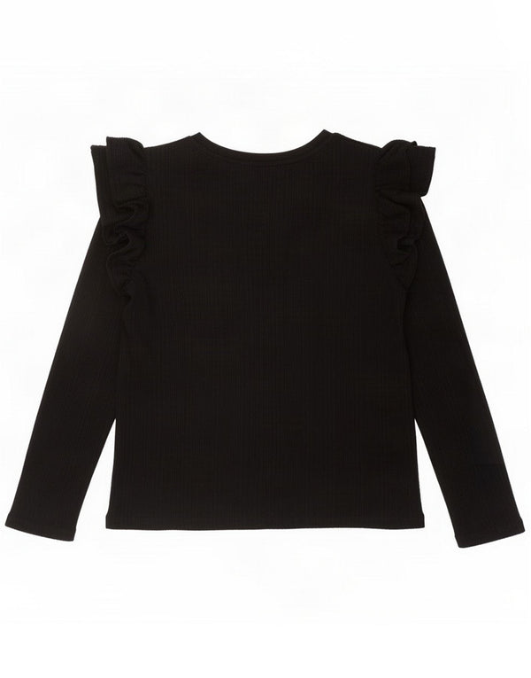 Zara Damen Top Langarm UK 14 Large Schwarz Baumwolle