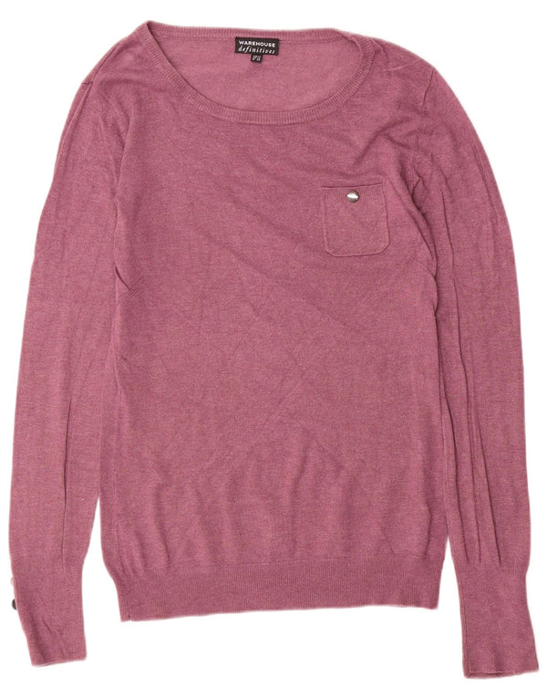 WAREHOUSE Damen-Pullover mit U-Boot-Ausschnitt, UK 12, mittelviolette Viskose