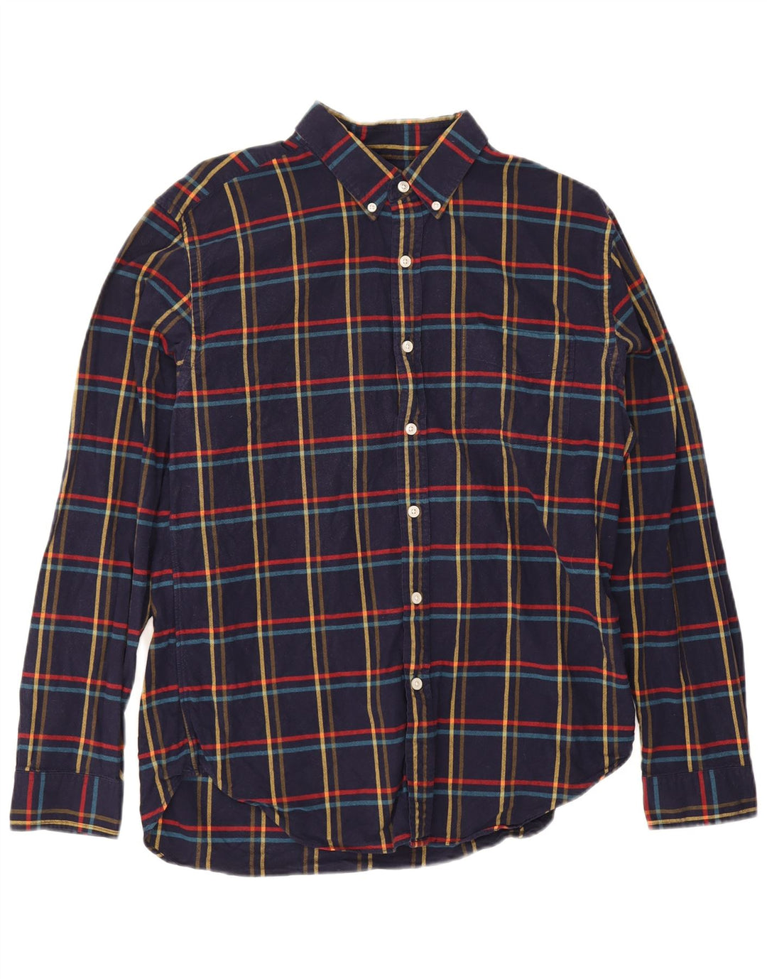 J. Crew Herren-Flanellhemd, groß, marineblau, kariert, Baumwolle