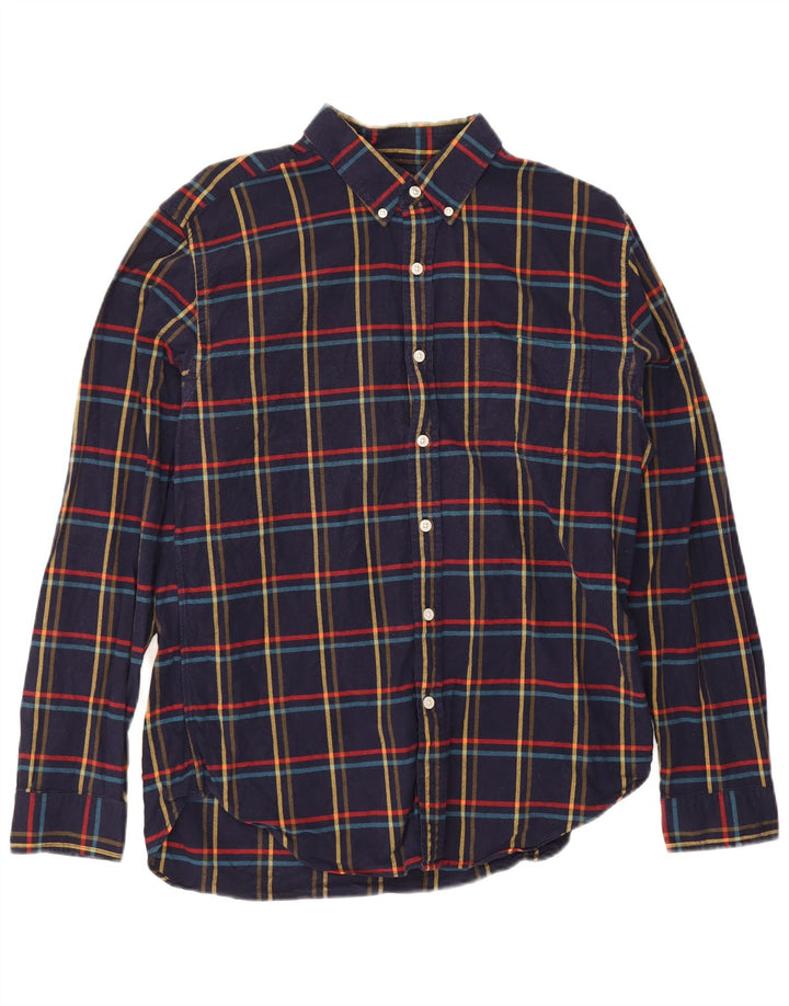 J. Crew Herren-Flanellhemd, groß, marineblau, kariert, Baumwolle