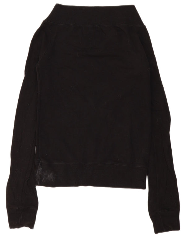 Fiorucci Damen Grafik-Sweatshirt-Pullover UK 10 Small Schwarz Baumwolle