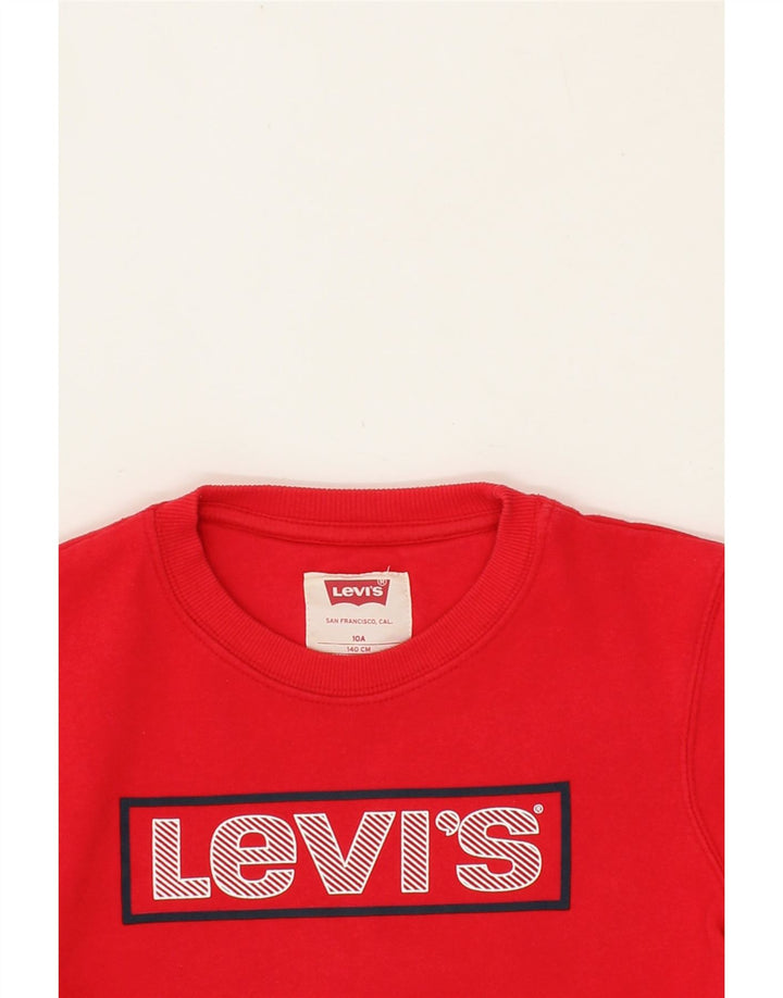 LEVI'S Girls Graphic Sweatshirt Jumper 9-10 Years Red Cotton Vintage Levi's and Second-Hand Levi's from Messina Hembry 