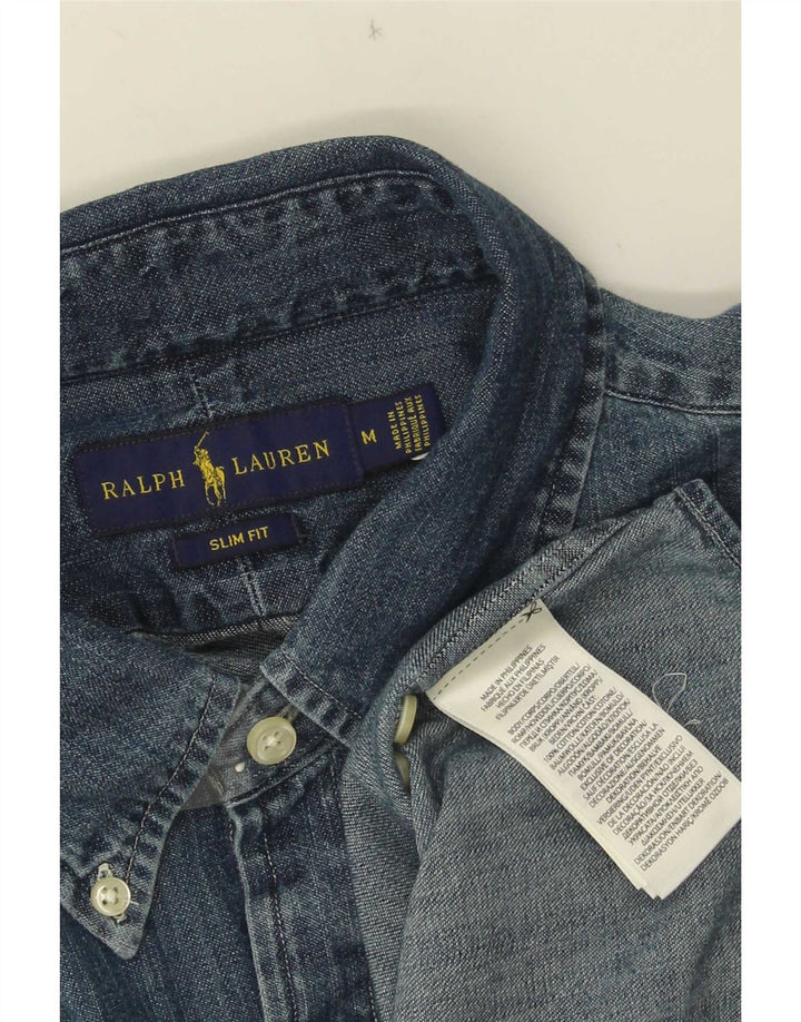 Ralph Lauren Slim Fit Jeanshemd für Herren aus mittelblauer Baumwolle