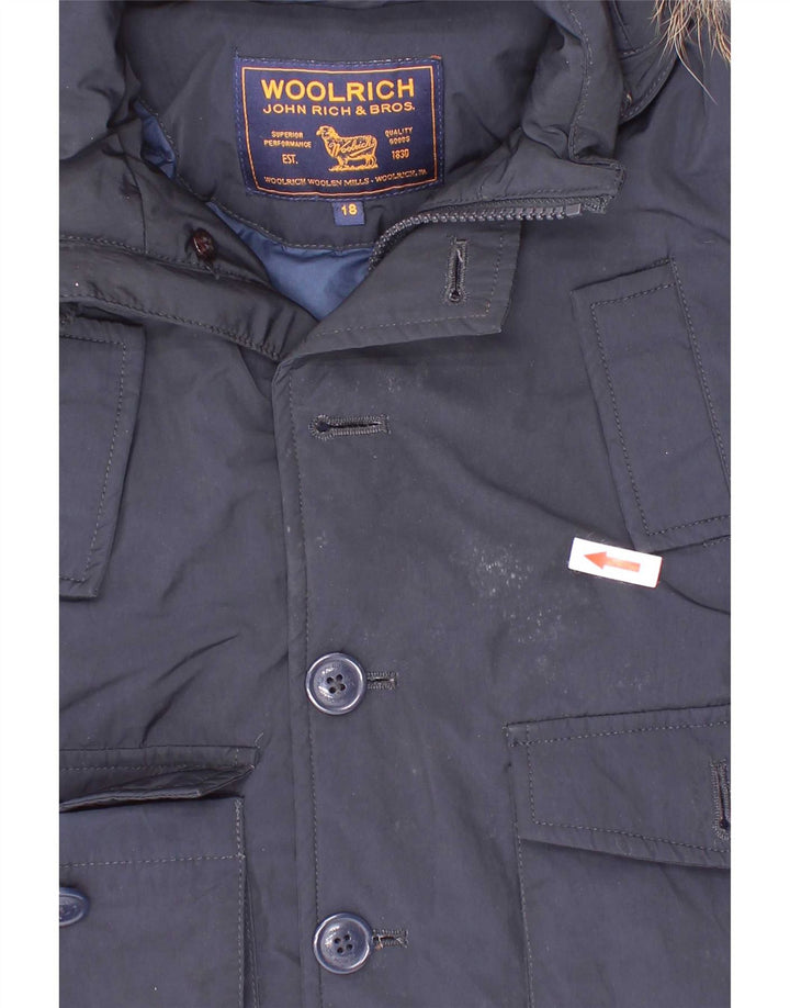 Woolrich Baby-Jungen-Jacke mit Kapuze, 12–18 Monate, marineblaues Polyester