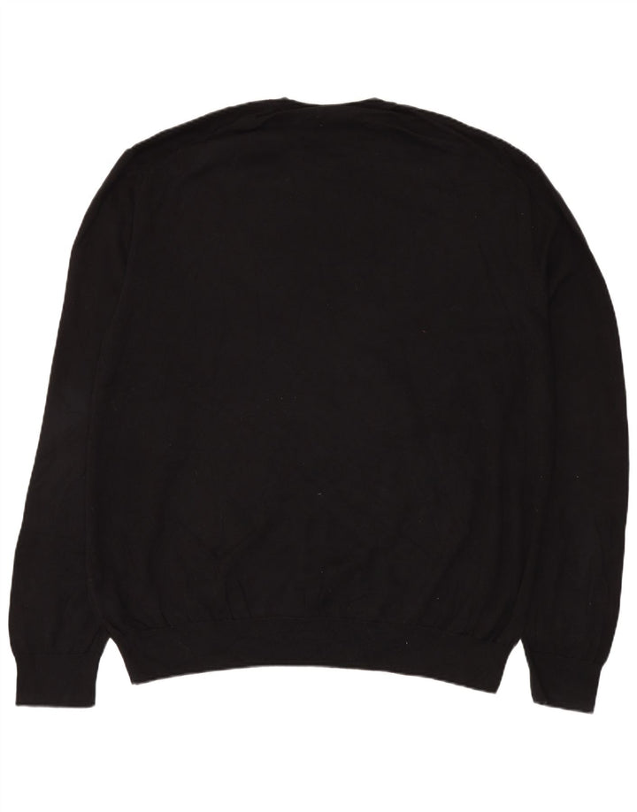 Marks & Spencer Herren-Pullover mit Rundhalsausschnitt, 4XL, schwarze Baumwolle