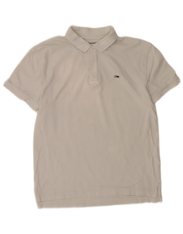 Tommy Hilfiger Herren-Poloshirt, Größe S, weiße Baumwolle