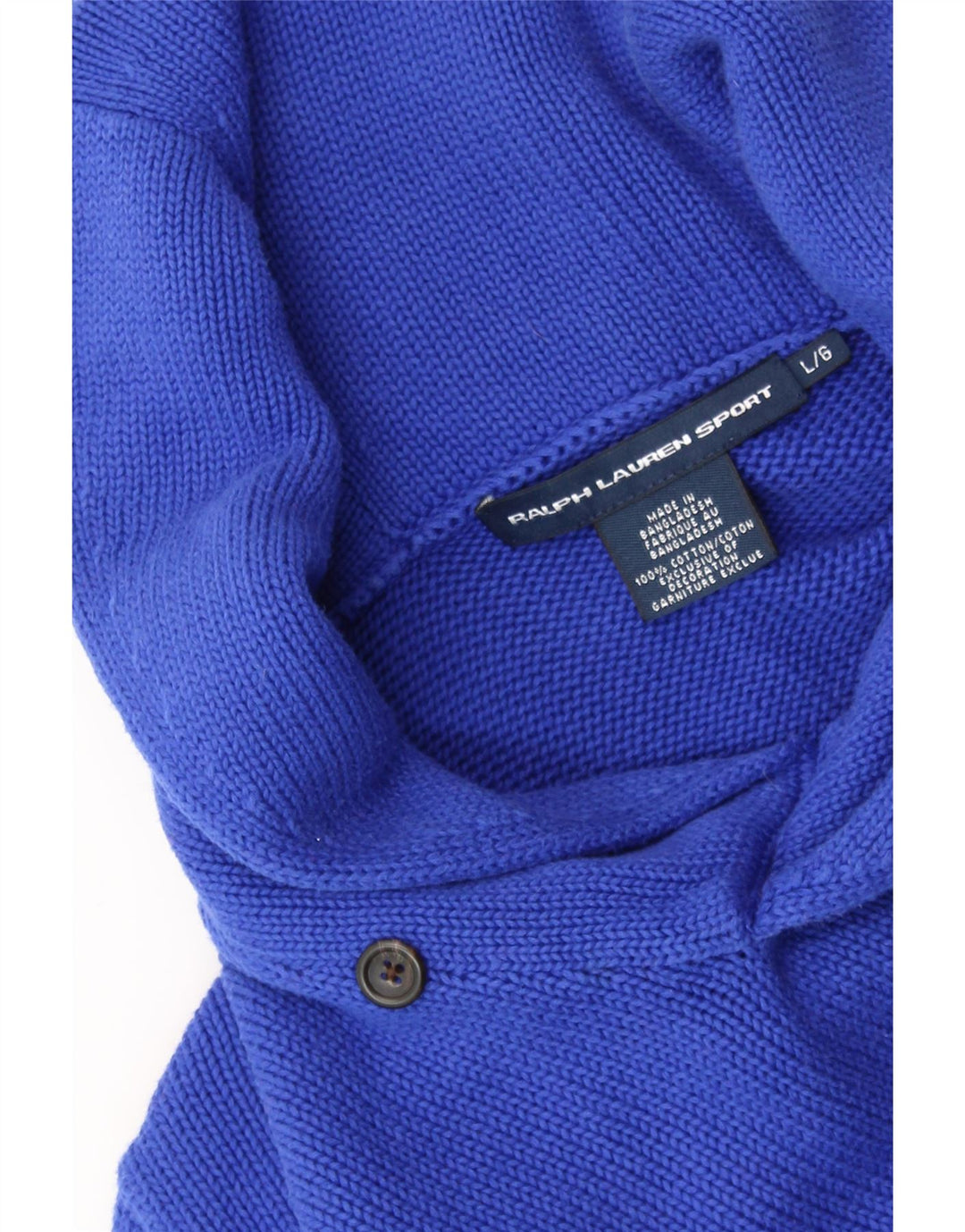 RALPH LAUREN Damen-Pullover mit Schalkragen, UK 14, Größe L, Marineblau, Baumwolle