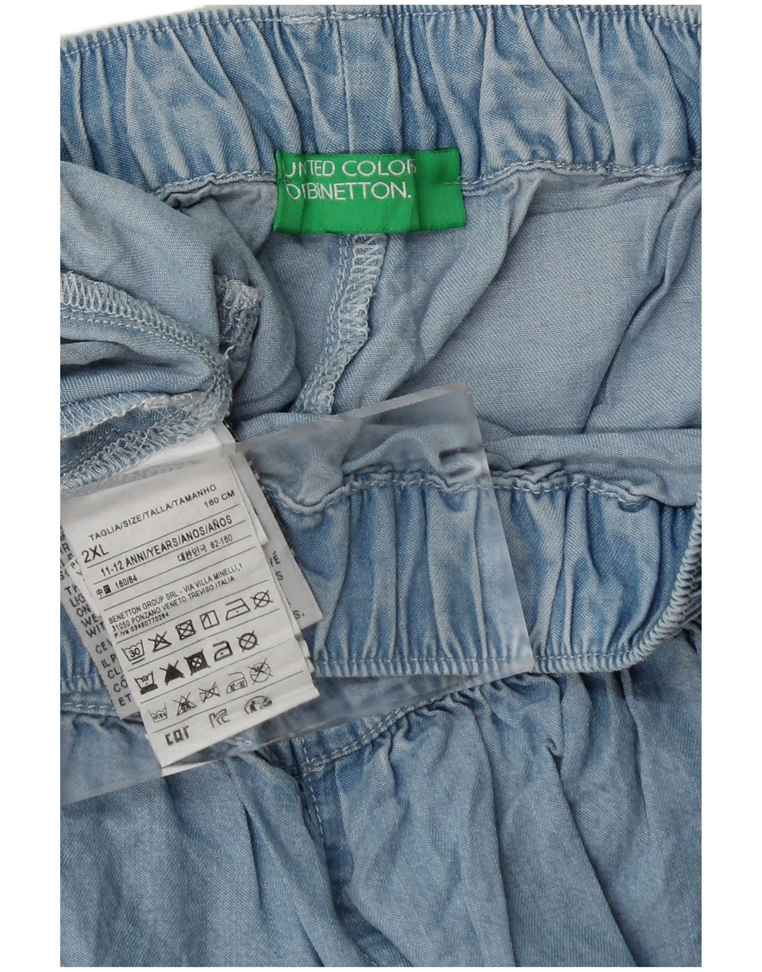 BENETTON Mädchen-Freizeitshorts, 11–12 Jahre, 2XL W28, blaues Lyocell