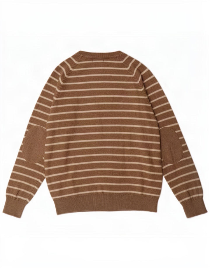 Marks & Spencer Herren-Pullover mit U-Boot-Ausschnitt, Mittelbeige gestreift