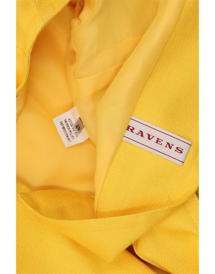 RAVENS Damen Crop 1-Knopf-Blazerjacke IT 42 Mittelgelbes Polyester