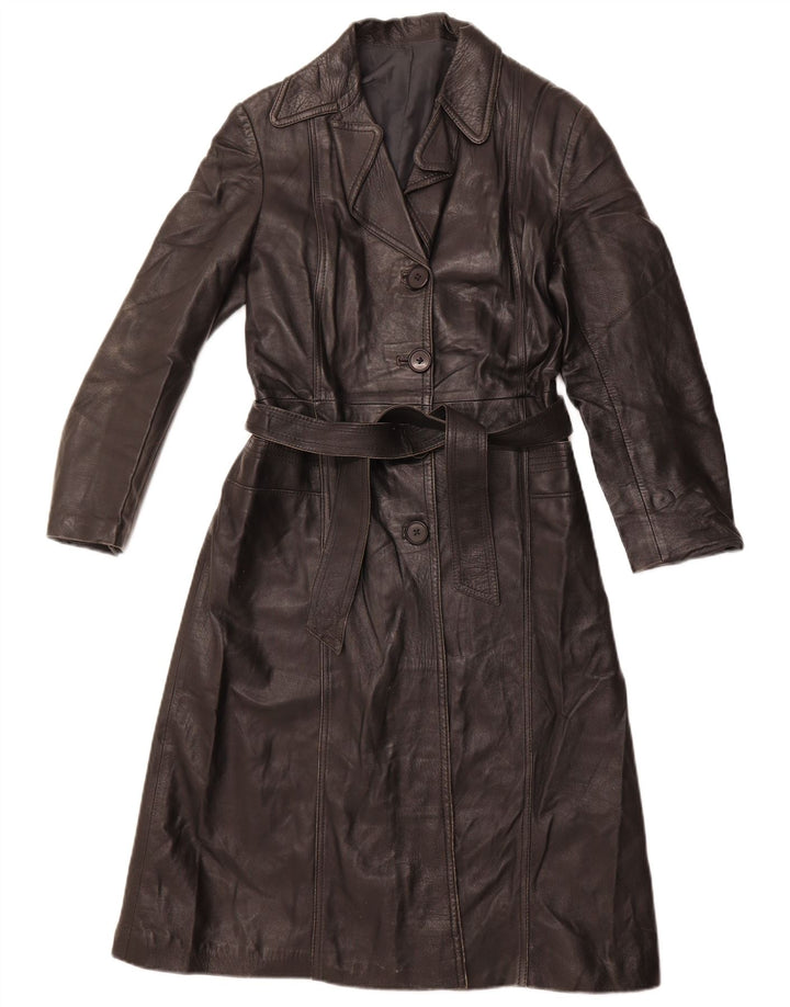 VINTAGE Damen Ledermantel IT 40 Small Schwarz