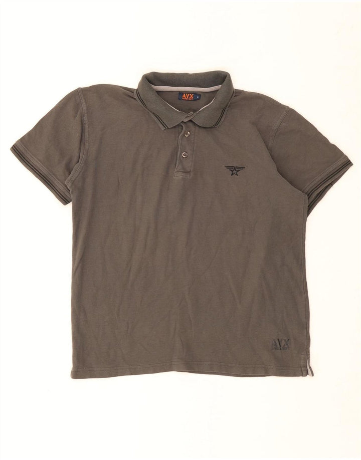 Avirex Herren-Poloshirt, groß, grau gestreift, Baumwolle