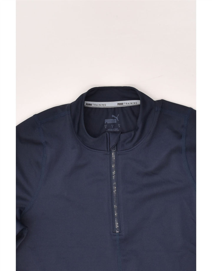 PUMA Womens Crop Zip Neck Pullover Tracksuit Top UK 8 Small Navy Blue | Vintage Puma | Thrift | Second-Hand Puma | Used Clothing | Messina Hembry 