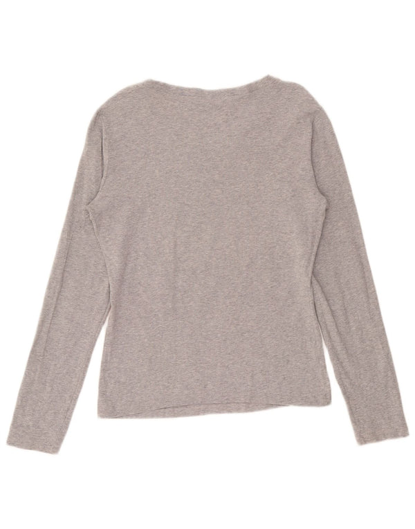 Moschino Damen Grafik-Top Langarm UK 14 Large Grau meliert