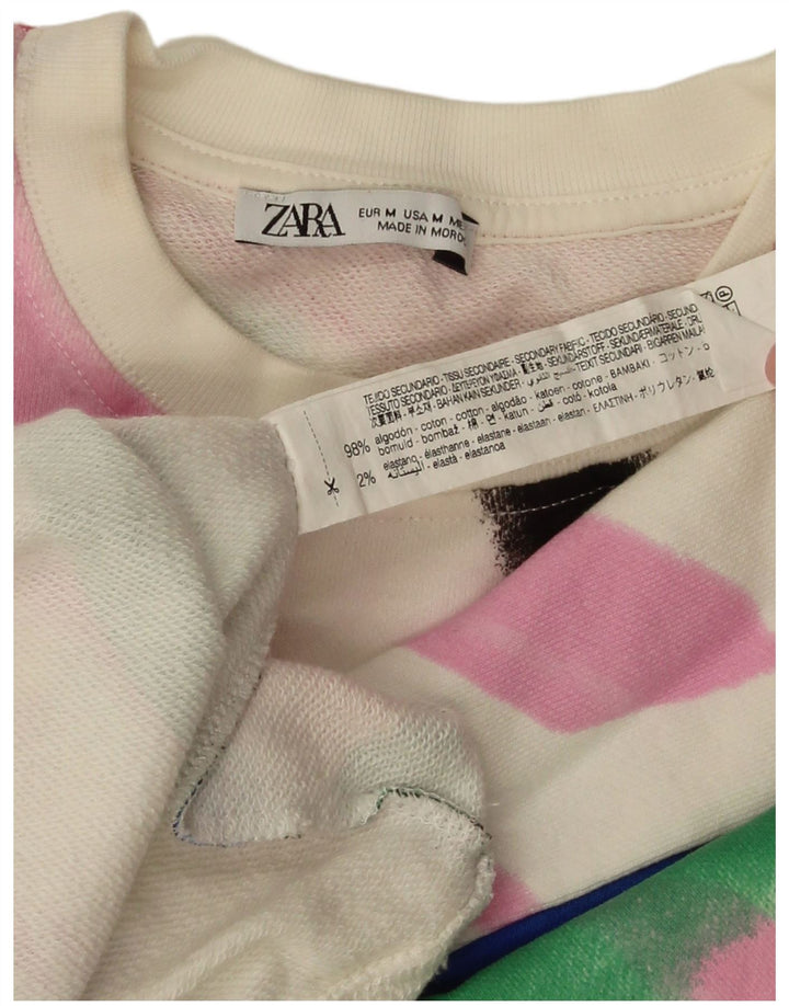 Zara Damen-Sweatshirt mit Grafik-Übergröße, Gr. 14, mittelweiß, geblümt