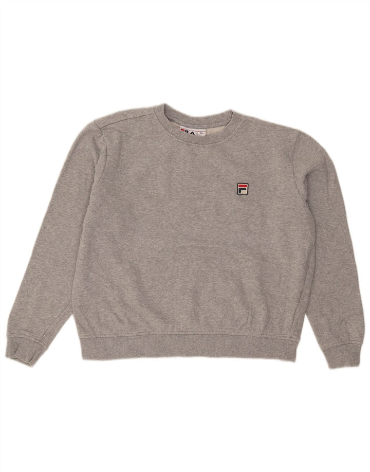Fila Damen Sweatshirt Pullover UK 16 Large Grau Baumwolle