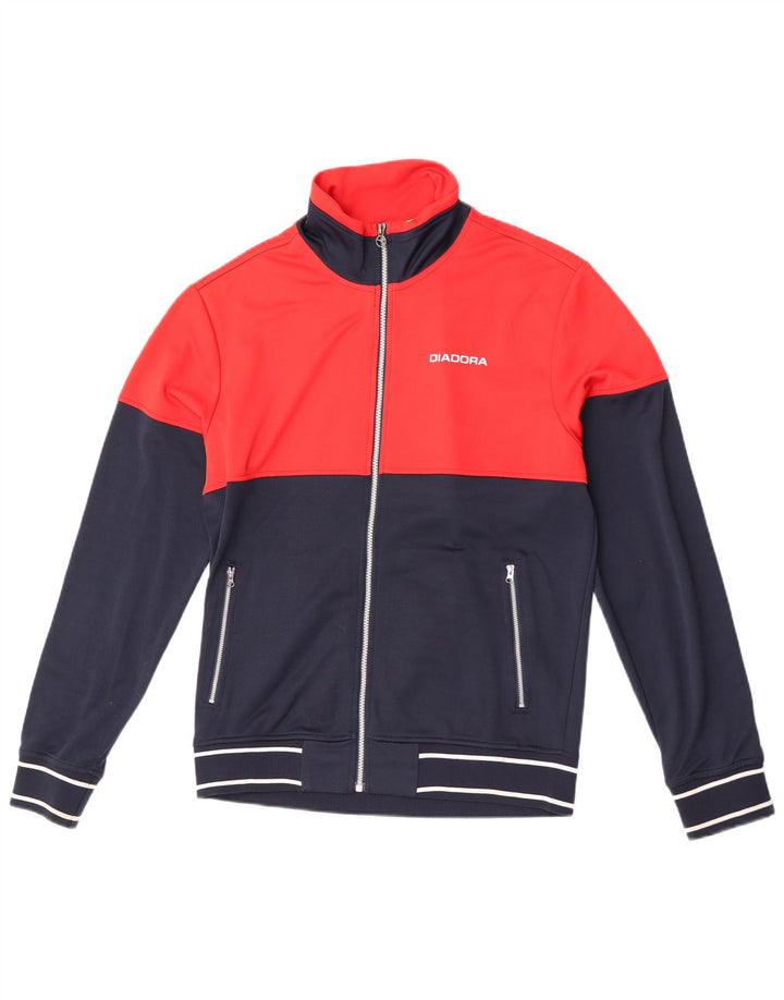 Diadora Damen-Trainingsanzug-Top-Jacke, UK 18, XL, rotes Colourblock-Polyester