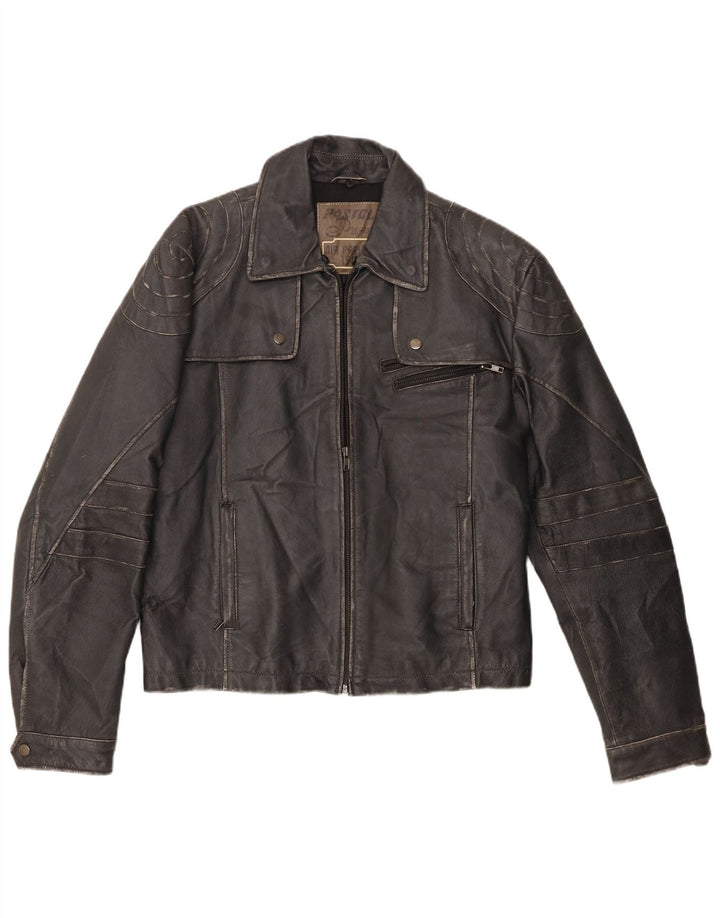 Vintage Herren Lederjacke IT 52 XL Schwarz