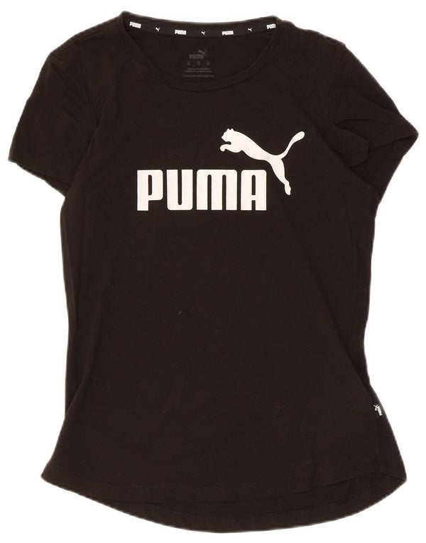 Puma Damen Grafik T-Shirt Top UK 6 XS Schwarz Baumwolle